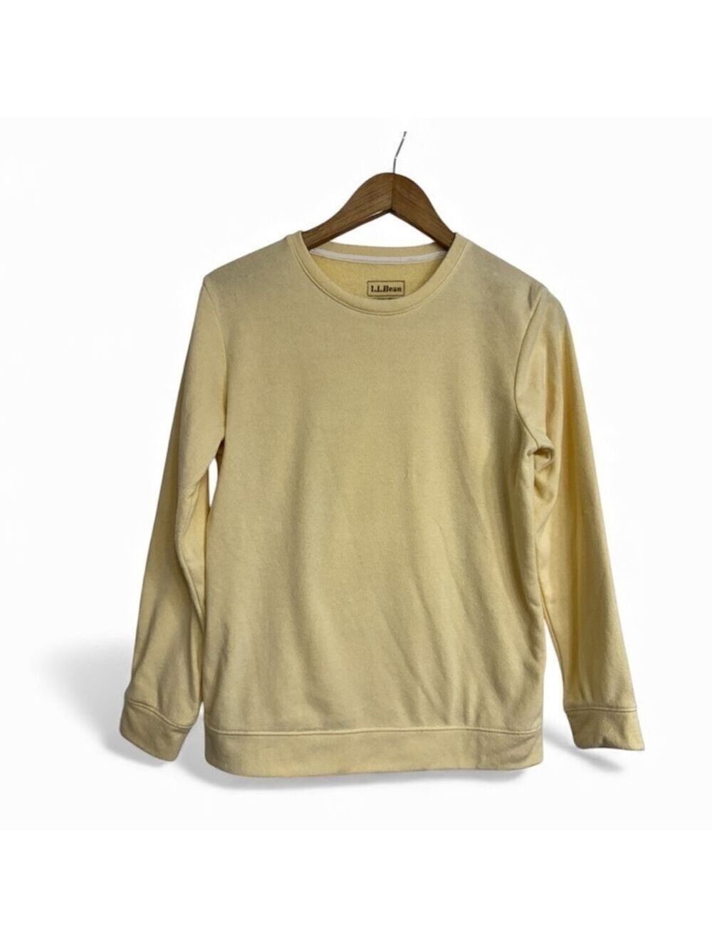 L.L.Bean Women’s Terry Cloth Crewneck Sweatshirt Yellow Soft Cozy Pullover M